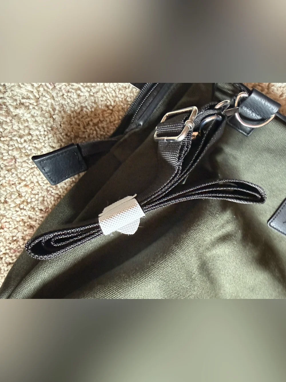 NEW John Varvatos Men's Olive Green Canvas Weekender With Shoulder Straps